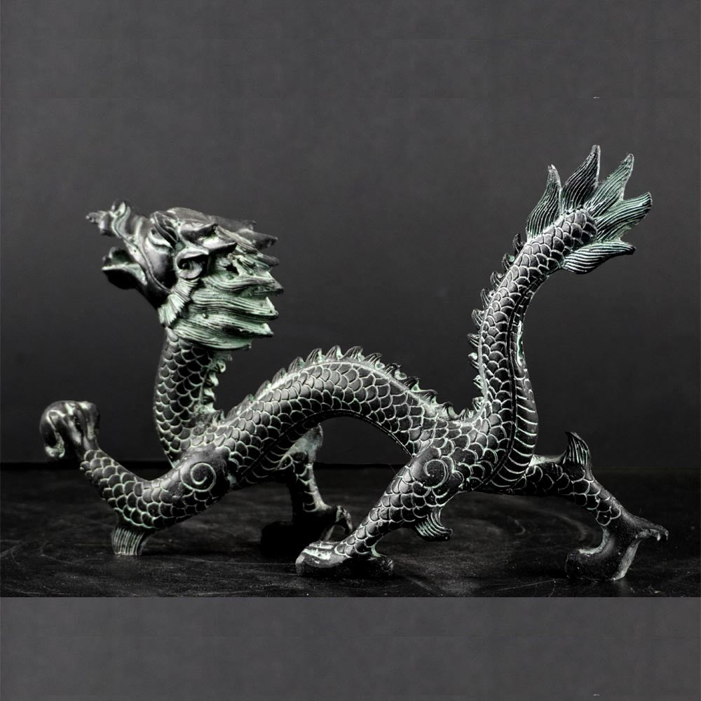 chinesisch Drache Statue aus Messing 14 cm lang