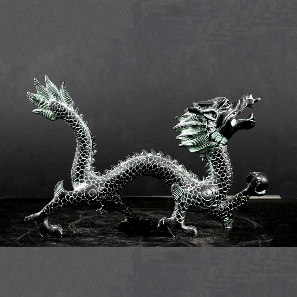 chinesisch Drache Statue aus Messing 14 cm lang