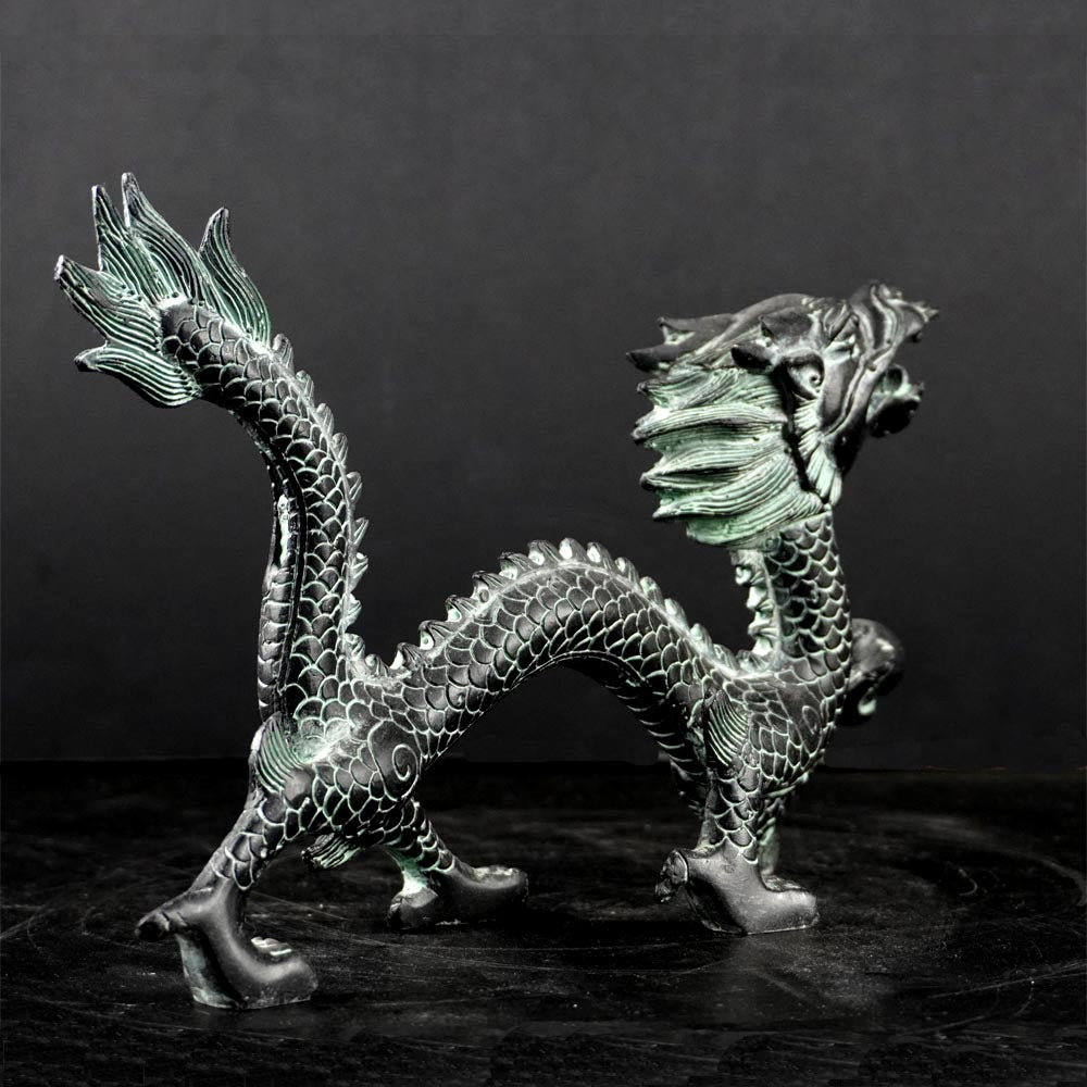 chinesisch Drache Statue aus Messing 14 cm lang