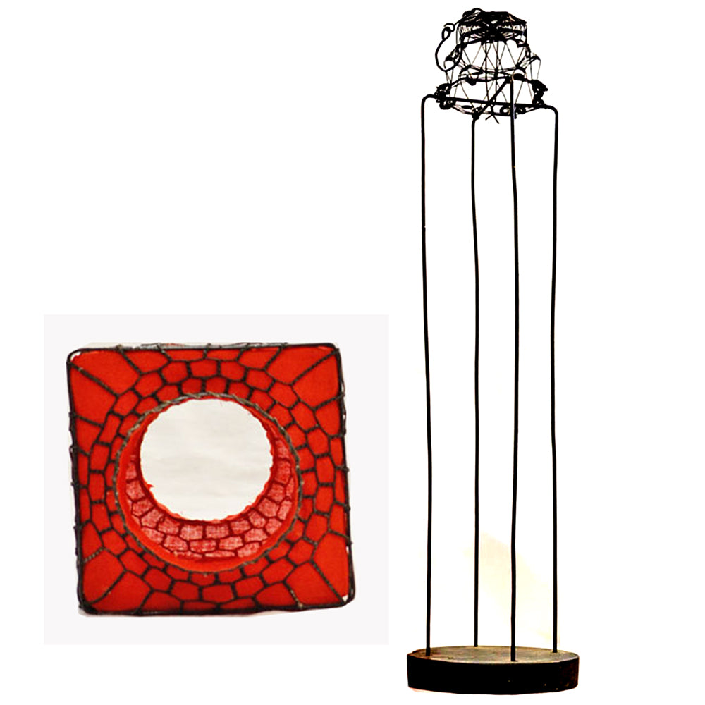 chinesisch japanisch Lampenschirm Laterne traditionell handgefertigt aus Draht rot rechtecking