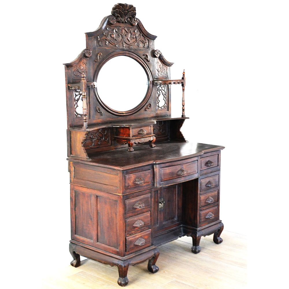 chinesisch antik Schminktisch Spiegeltisch Kosmetik Tisch Holz Schubladen Spiegel