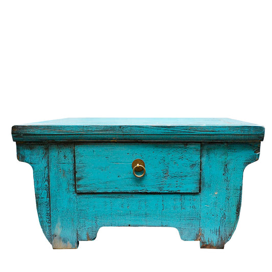 klein blau Tisch antik als Beistelltisch Betttisch Couchtisch Laptop Tisch aus Holz
