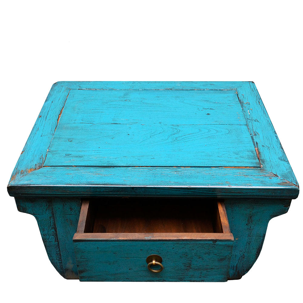 klein blau Tisch antik als Beistelltisch Betttisch Couchtisch Laptop Tisch aus Holz