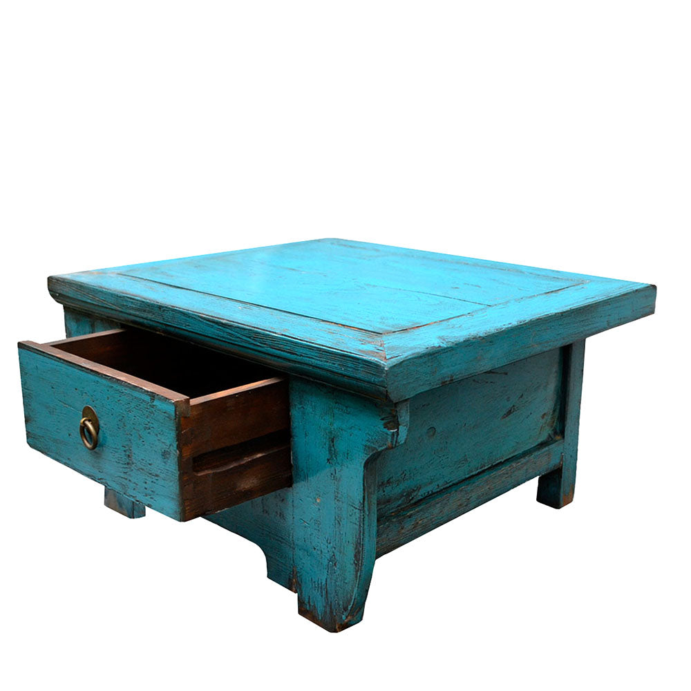 klein blau Tisch antik als Beistelltisch Betttisch Couchtisch Laptop Tisch aus Holz
