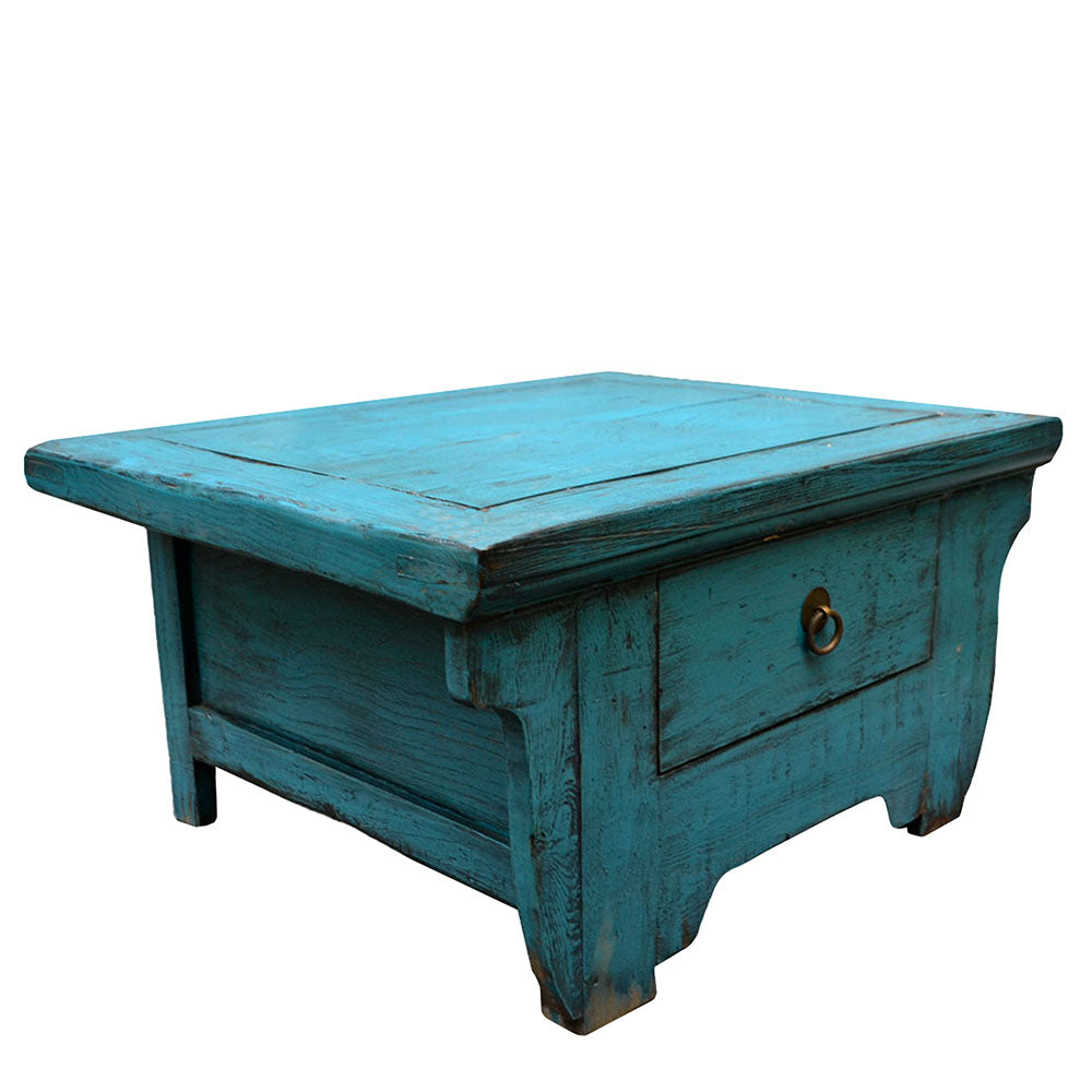klein blau Tisch antik als Beistelltisch Betttisch Couchtisch Laptop Tisch aus Holz