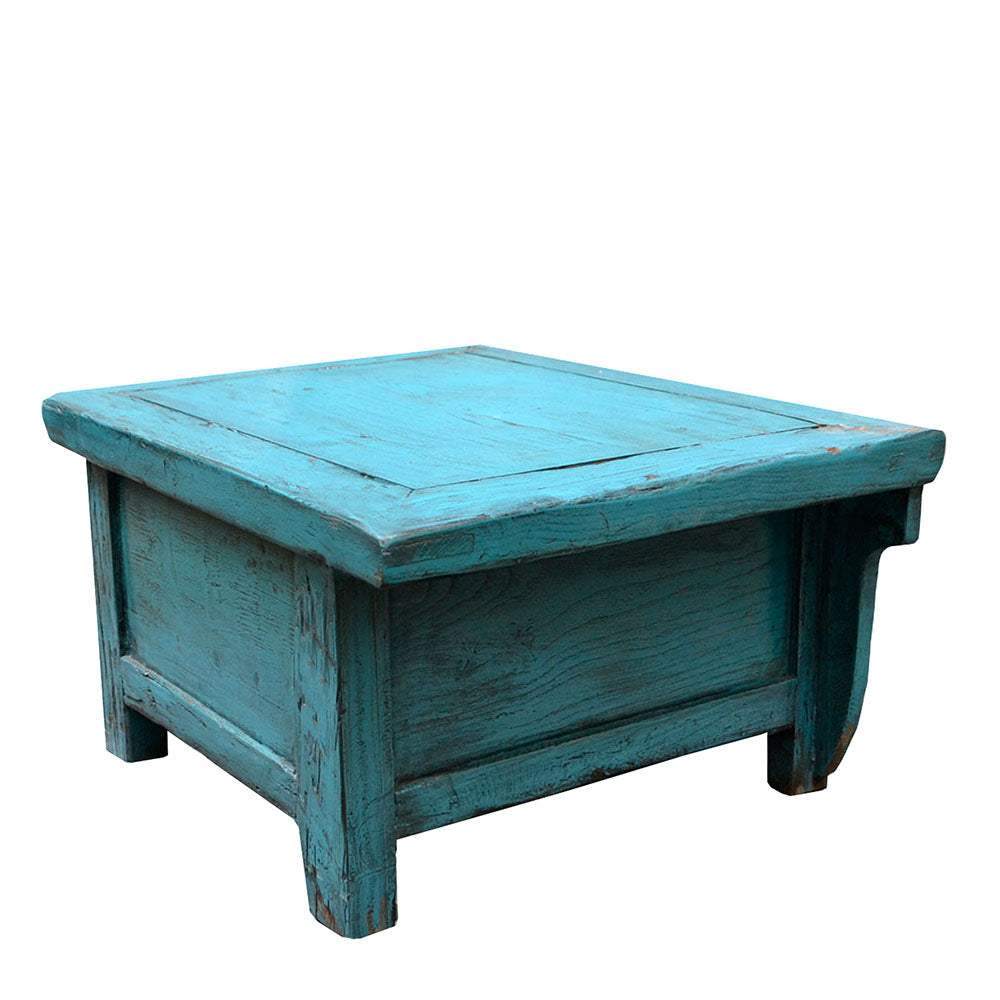 klein blau Tisch antik als Beistelltisch Betttisch Couchtisch Laptop Tisch aus Holz