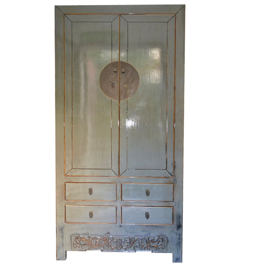 chinesische Hochzeitsschrank Grau Holz Schubladen Kleider Wäsche Schrank