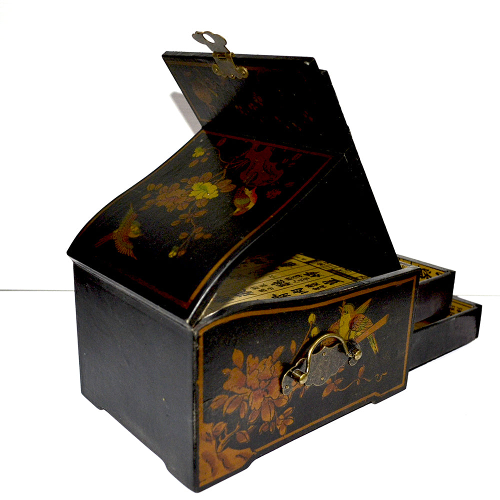 Schmuckbox Schmuckkasten Schatuelle mit Spiegel Schubladen chinesisch Holz