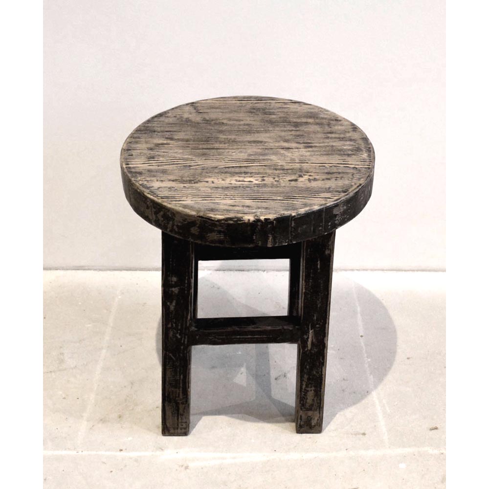 klein rund Tisch Beistelltisch Couchtisch aus massiv Holz handgefertigt schwarz minimalistisch