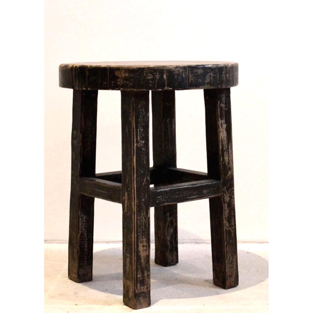 klein rund Tisch Beistelltisch Couchtisch aus massiv Holz handgefertigt schwarz minimalistisch
