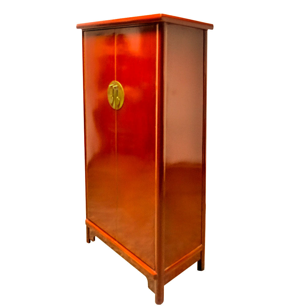 chinesischer Holzschrank Hochschrank rot Vintage 150 cm hoch