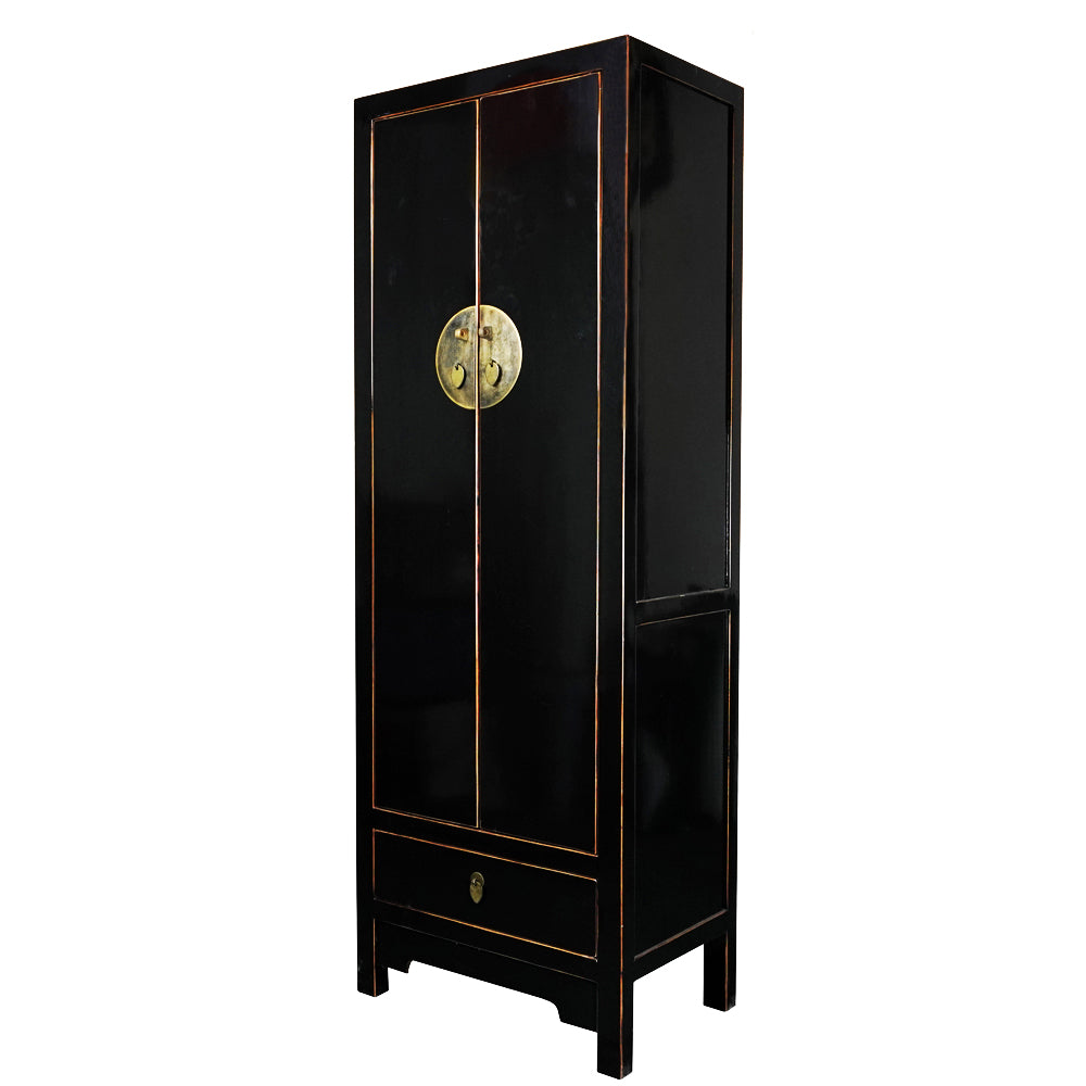 chinesisch Hochschrank Schrank mit 1 Schubladen aus Holz neu schwarz Retro
