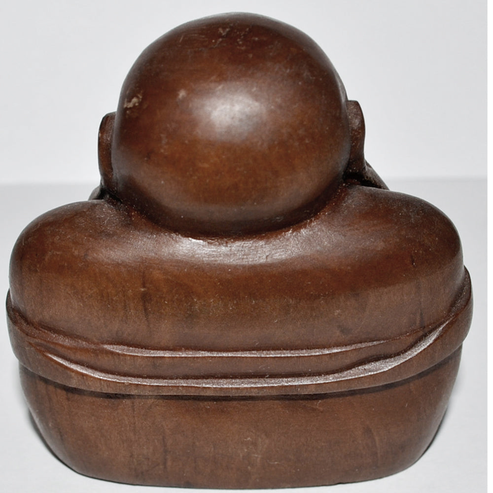 chinesisch Lucky Happy Glücks Buddha Statue aus Holz geschnitzt Natur