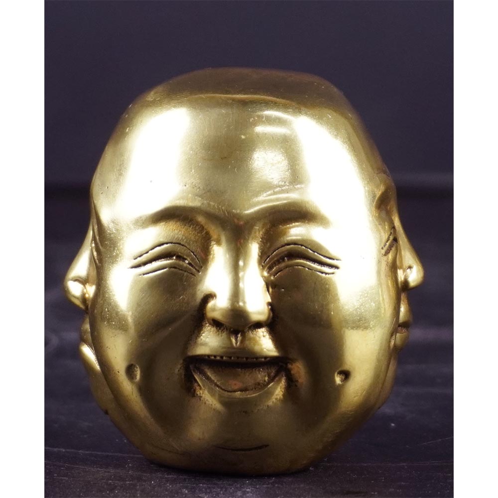 Buddhakopf mit 4 verschiedene Emotionen Ausdruck Lachen Freude Trauer Bronze S