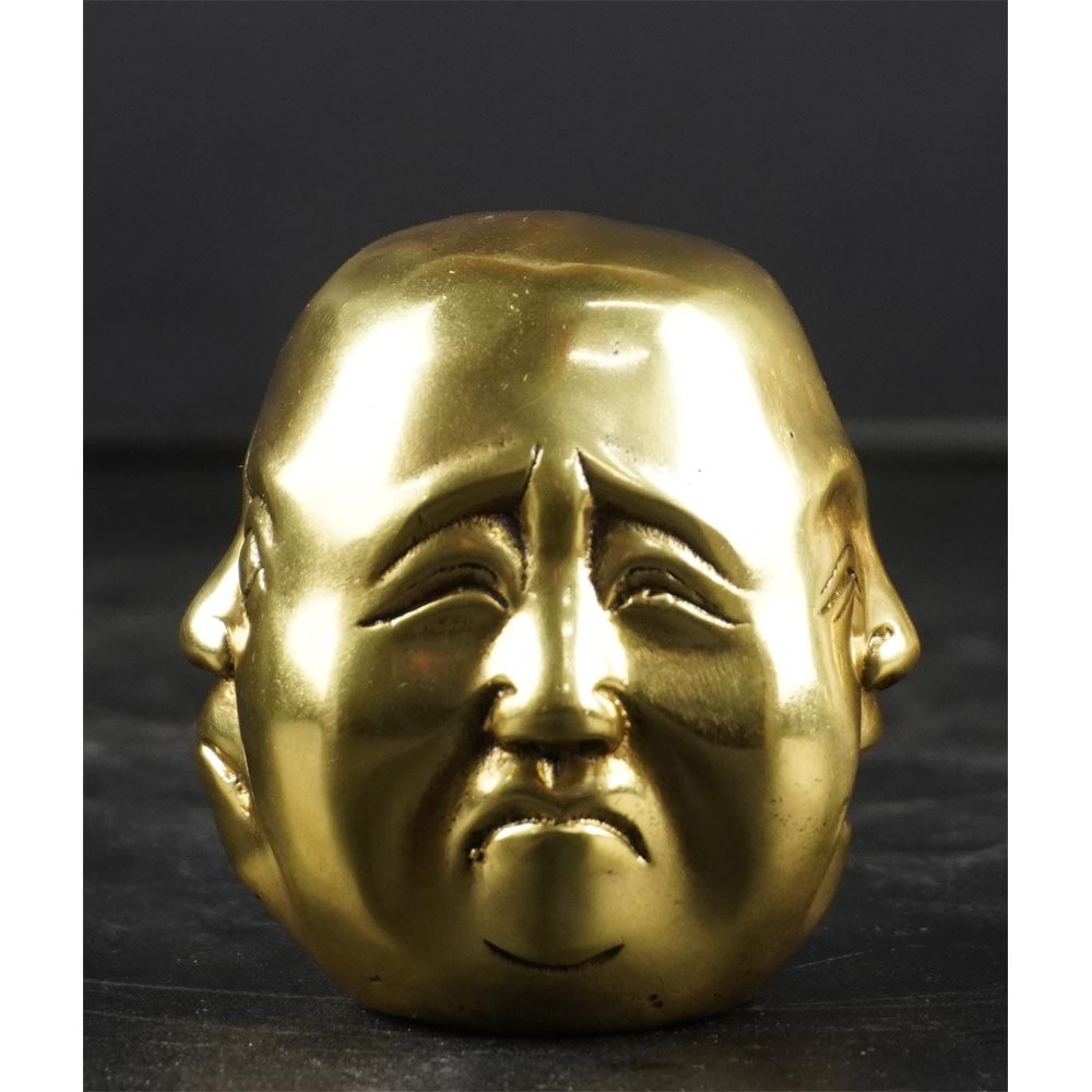 Buddhakopf mit 4 verschiedene Emotionen Gesichtsaudruck Messing handgefertigt S