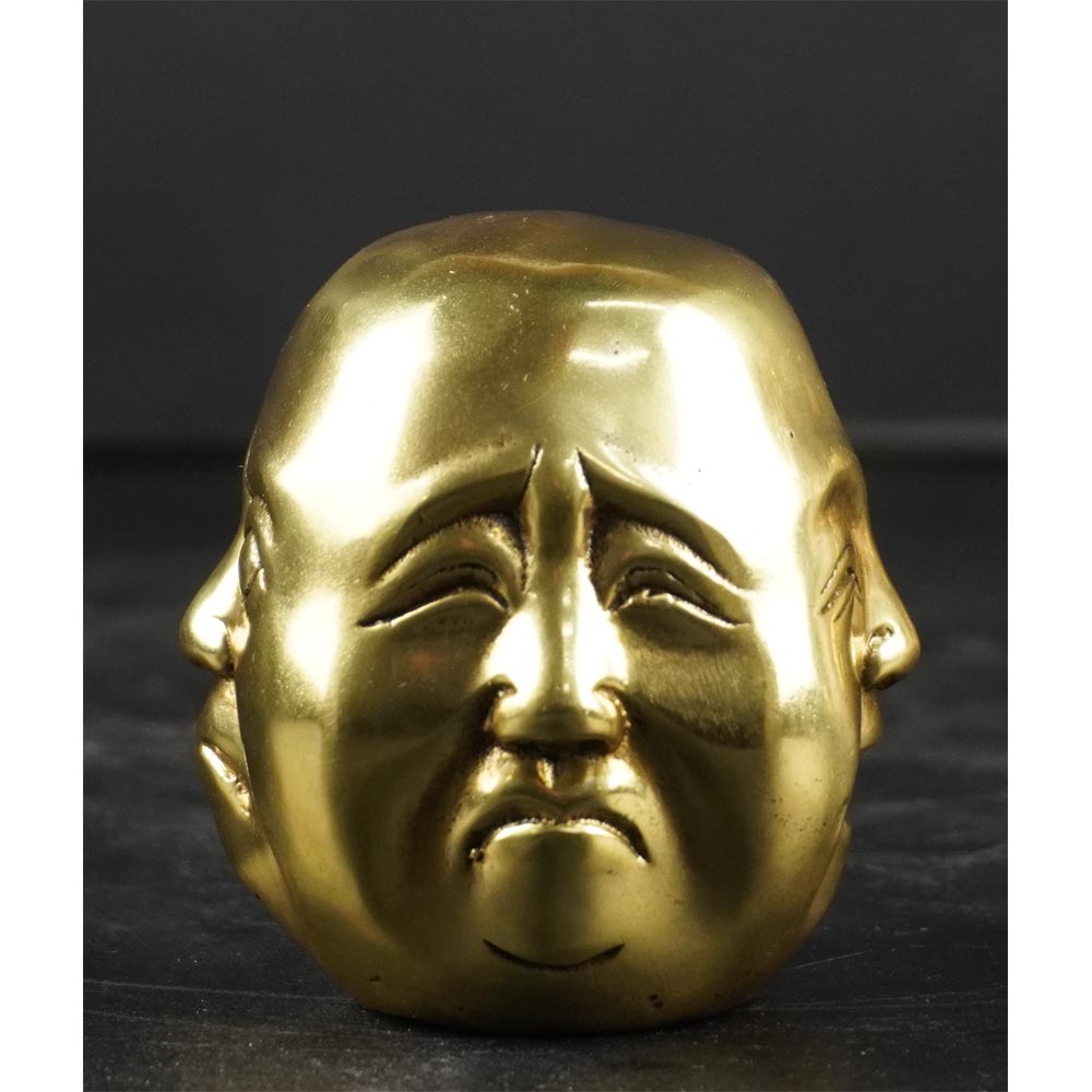 Buddhakopf mit 4 verschiedene Emotionen Ausdruck Lachen Freude Trauer Bronze S