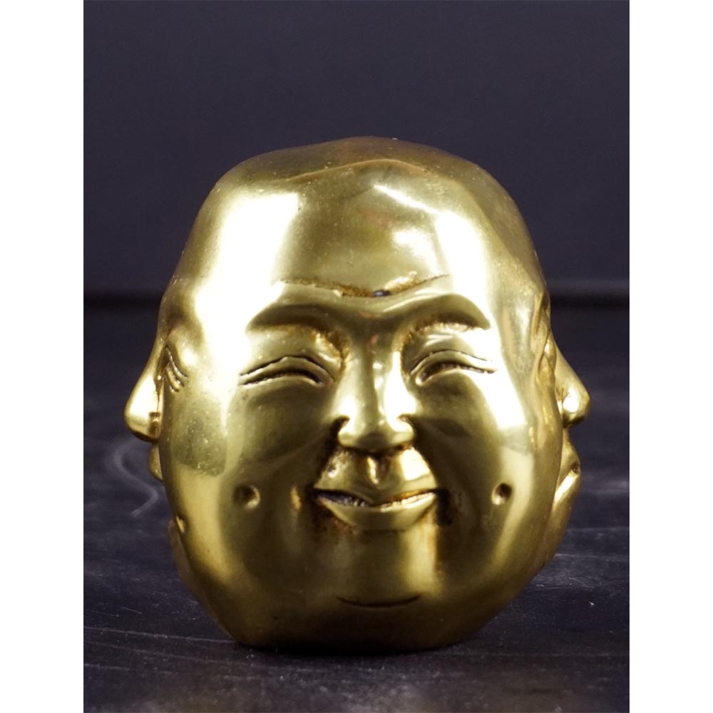 Buddhakopf mit 4 verschiedene Emotionen Gesichtsaudruck Messing handgefertigt S