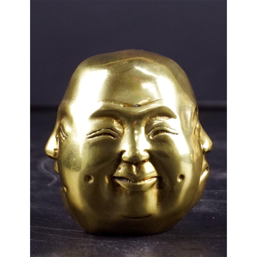 Buddhakopf mit 4 verschiedene Emotionen Ausdruck Lachen Freude Trauer Bronze S