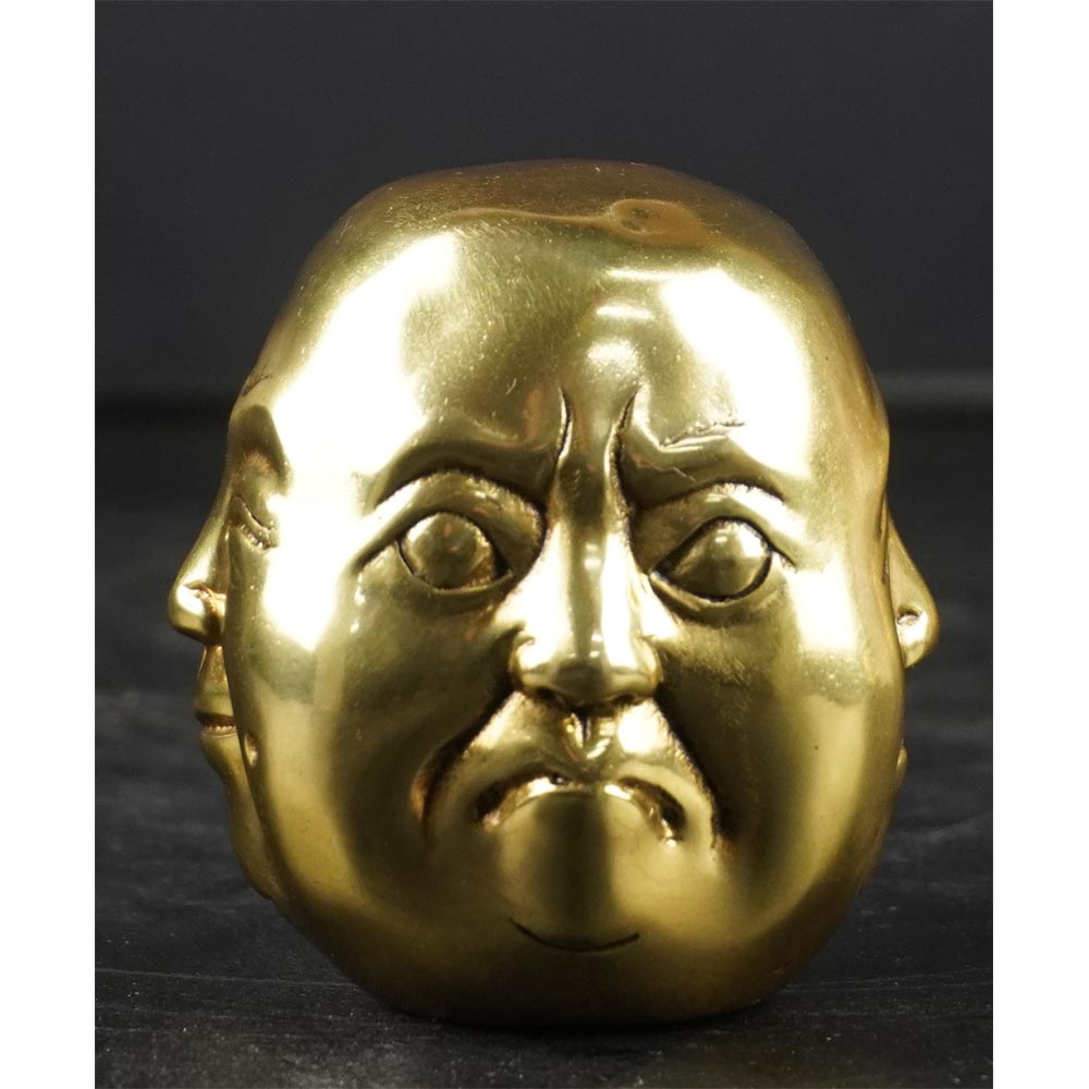 Buddhakopf mit 4 verschiedene Emotionen Ausdruck Lachen Freude Trauer Bronze S