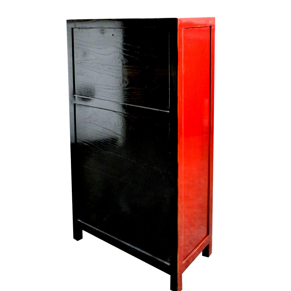 chinesísch Schrank Highboard Buffet aus Holz Rot mit 3 Schubladen handgefertigt