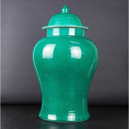 chinesisch Porzellan Vase Deckel Jadegruen