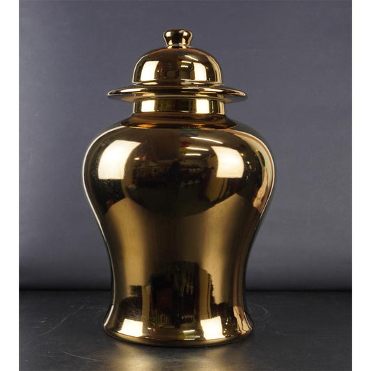 chinesisch Porzellan Deckel Vase Goldig Farbe