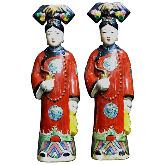 chinesisch Porzellan Figuren Hofdamen Keramik