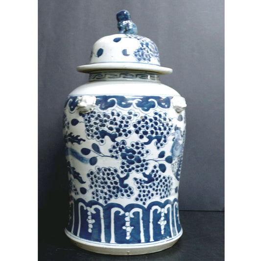 chinesisch Porzellan Vase Deckel Vase balusterförmig Blau-Weiß Kobaltblau-Malerei antik