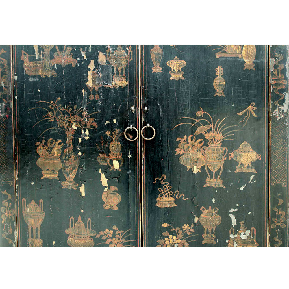 antik chinesisch Kleiderschrank aus Holz schwarz unikat