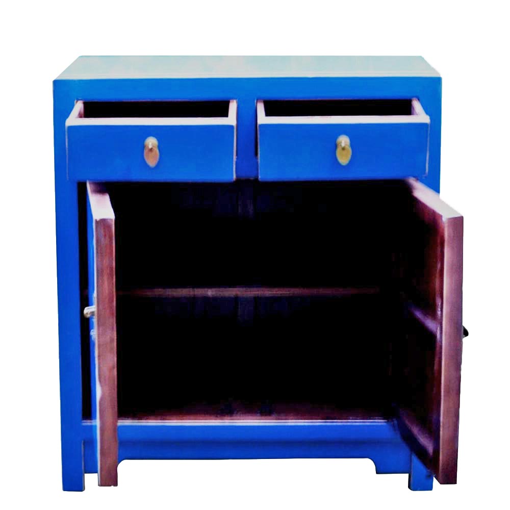 antik blau chinesisch Holzkommode Sideboard Anrichte Buffet mit Schubladen Truhe handgefertigt Unikat dekorativ