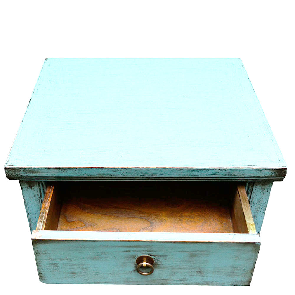 stilvoll klein Holztisch Beistelltisch in hell blau shabby chic mit Schubladen handgefertigt