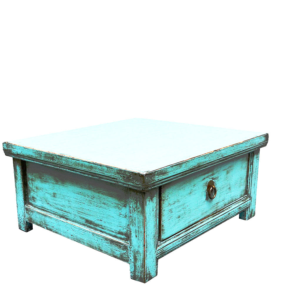 stilvoll klein Holztisch Beistelltisch in hell blau shabby chic mit Schubladen handgefertigt