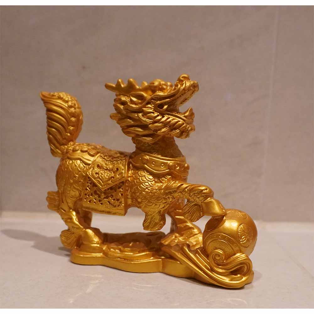 Drachen Figur Qi Lin Reichtum Bringer asiatisch Statue