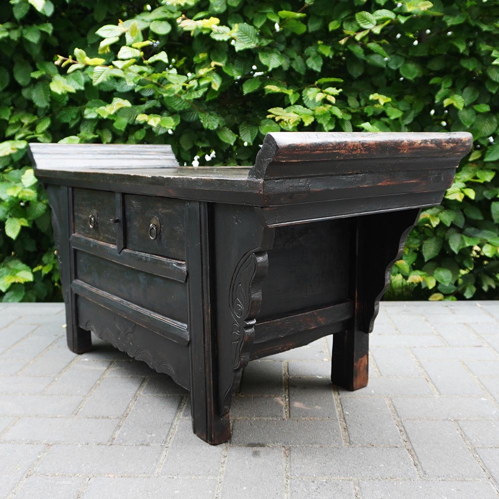 Antike asiatische chinesisch Kommode & Teetisch braun Schubladen Holz massiv