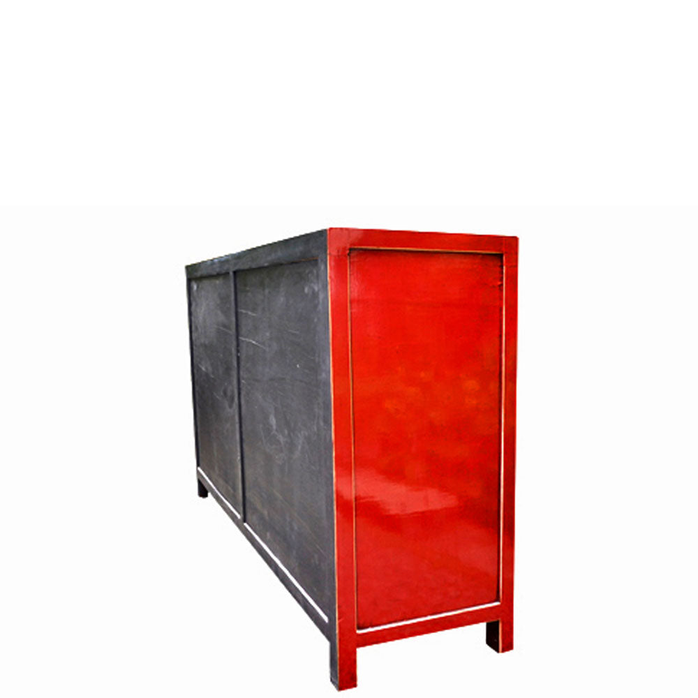Rot Vintage chinesisch Kommode Sideboard Anrichte mit 3 Schubladen handgefertigt aus Holz