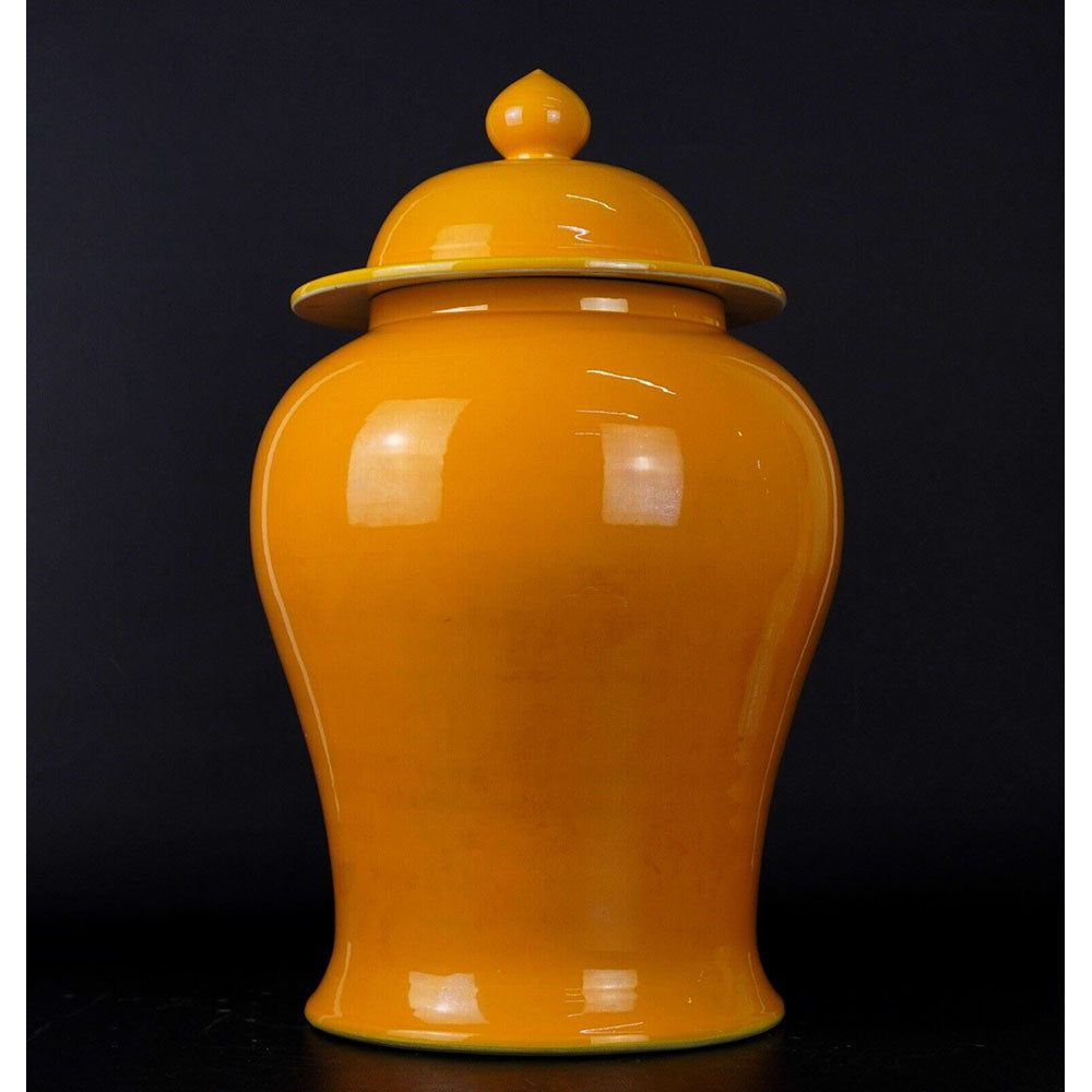 chinesisch Porzellan Vase Deckel Vase Gelb