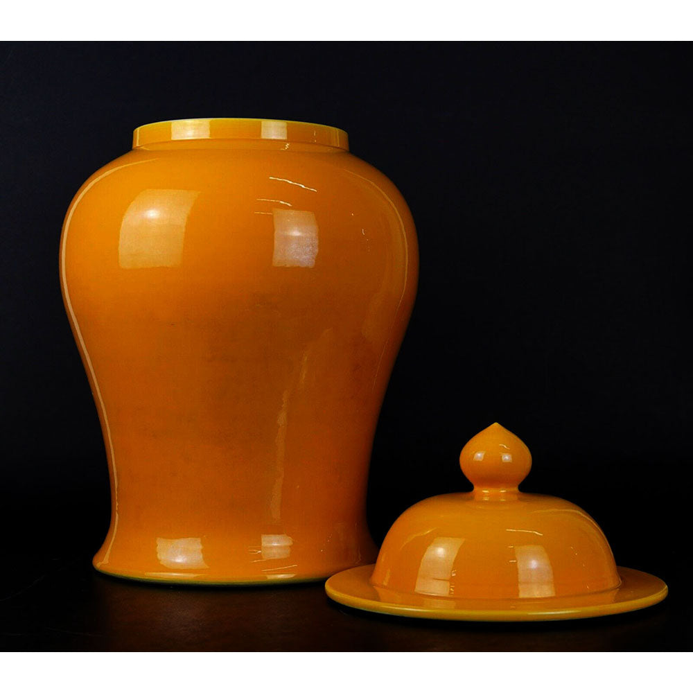 chinesisch Porzellan Vase Deckel Vase Gelb