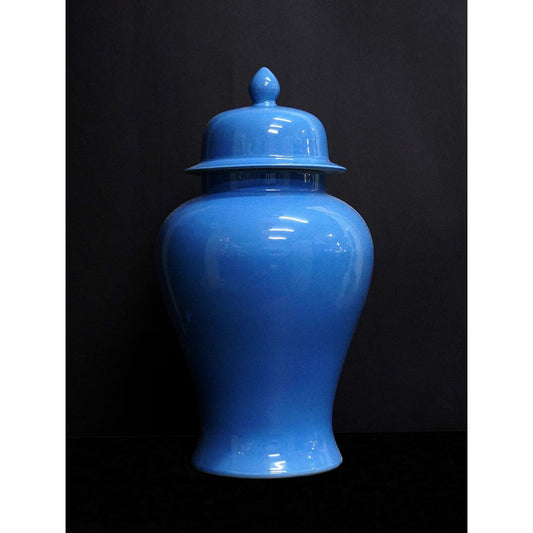 Porzellan Deckel Vase chinesisch hell Blau