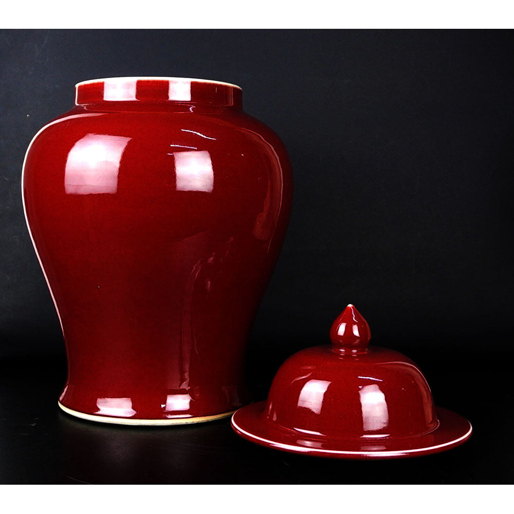 Deckel Porzellan Vase chinesisch Weinrot