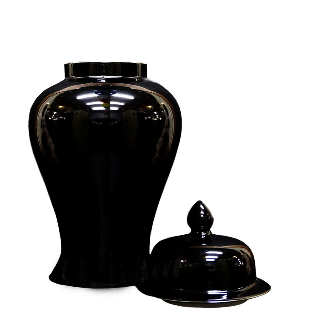 edle schwarz große chinesisch Porzellan Deckel Vase Vintage Dekorativ 45 cm