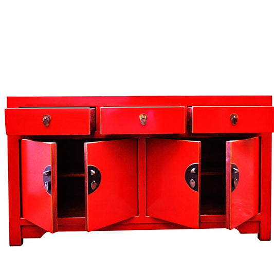 handgefertigt rot Vintage Kommode Sideboard Anrichte chinesisch mit Schubladen