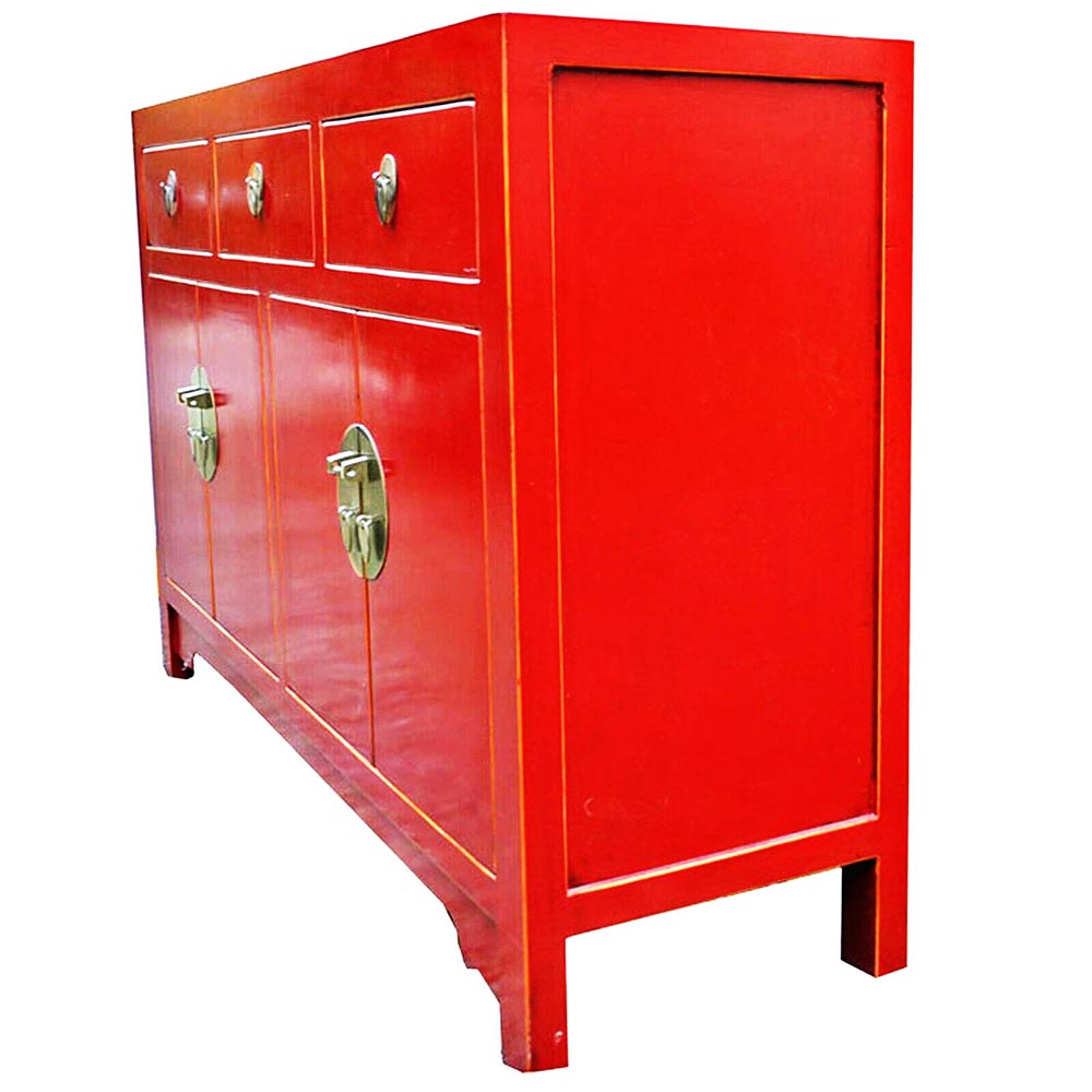 elegant handgefertigt rot Vintage Kommode Sideboard Anrichte in chinesisch Ming Dynastie Stil mit Schubladen
