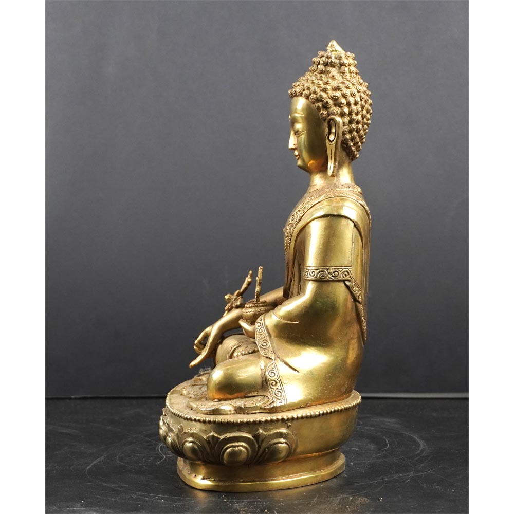 Medizin Buddha Mantra aus Messing Gold Deko Figur
