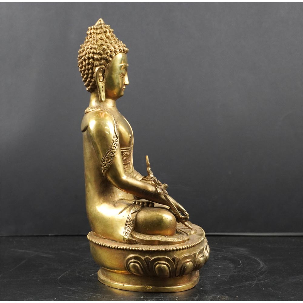 Medizin Buddha Mantra aus Messing Gold Deko Figur handgefertigt