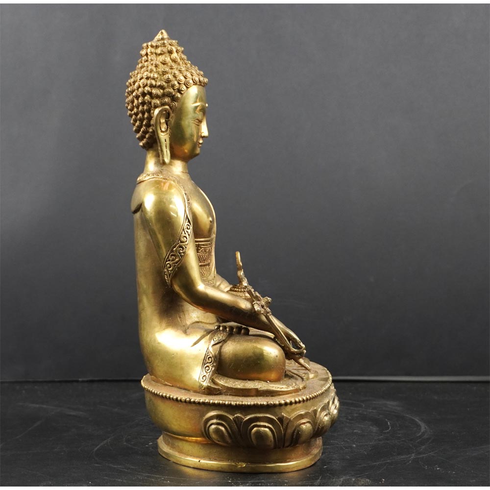 Medizin Buddha Mantra aus Messing Gold Deko Figur