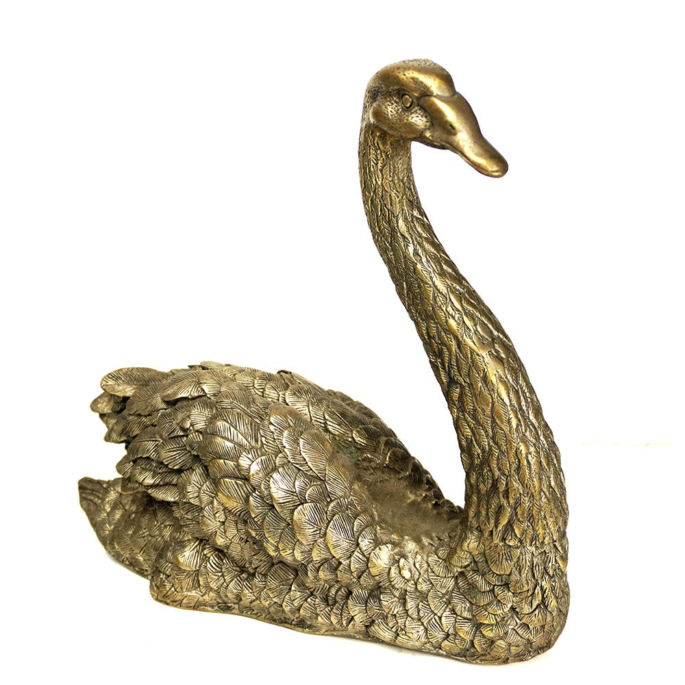 Schwan Statue aus Messing handgefertigt silber Farbe