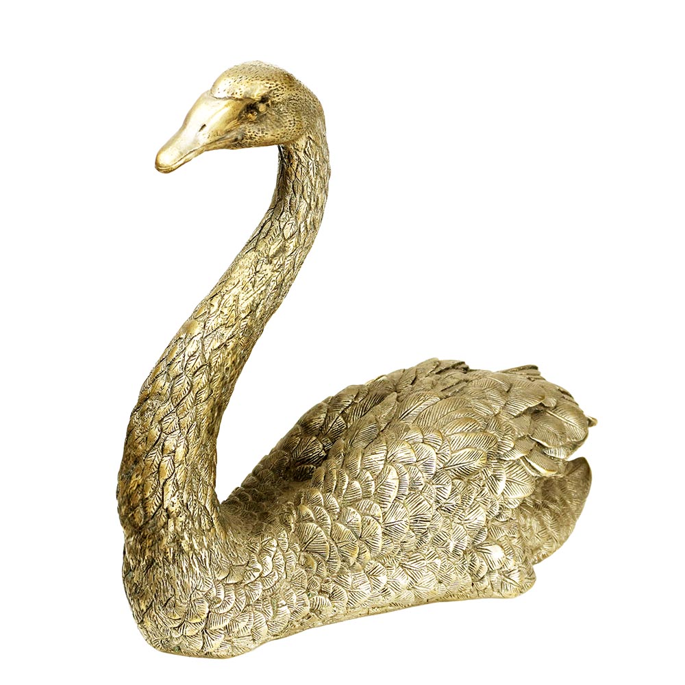 Schwan Statue aus Messing handgefertigt silber Farbe