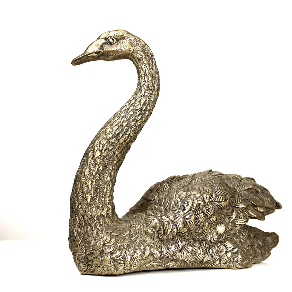 Schwan Statue aus Messing handgefertigt silber Farbe