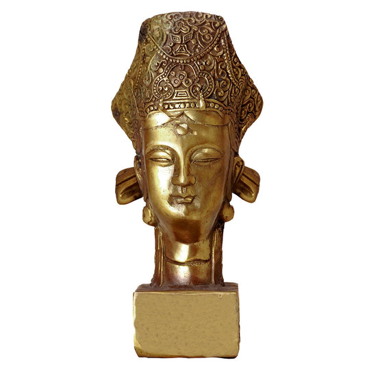 Bodhisattva Guanyin Kopf Statue Messing goldig