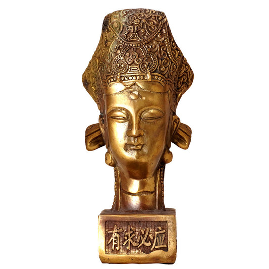 Buddha Bodhisattva Guanyin Kopf Statue mit Stempel aus Messing